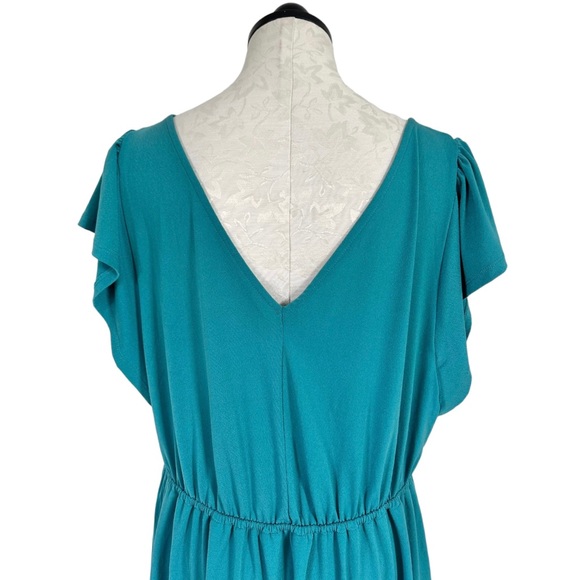 Ava & Viv Laguna Teal Faux Wrap Hi Lo Dress Knit Elastic Waist Size 1X - Picture 9 of 15